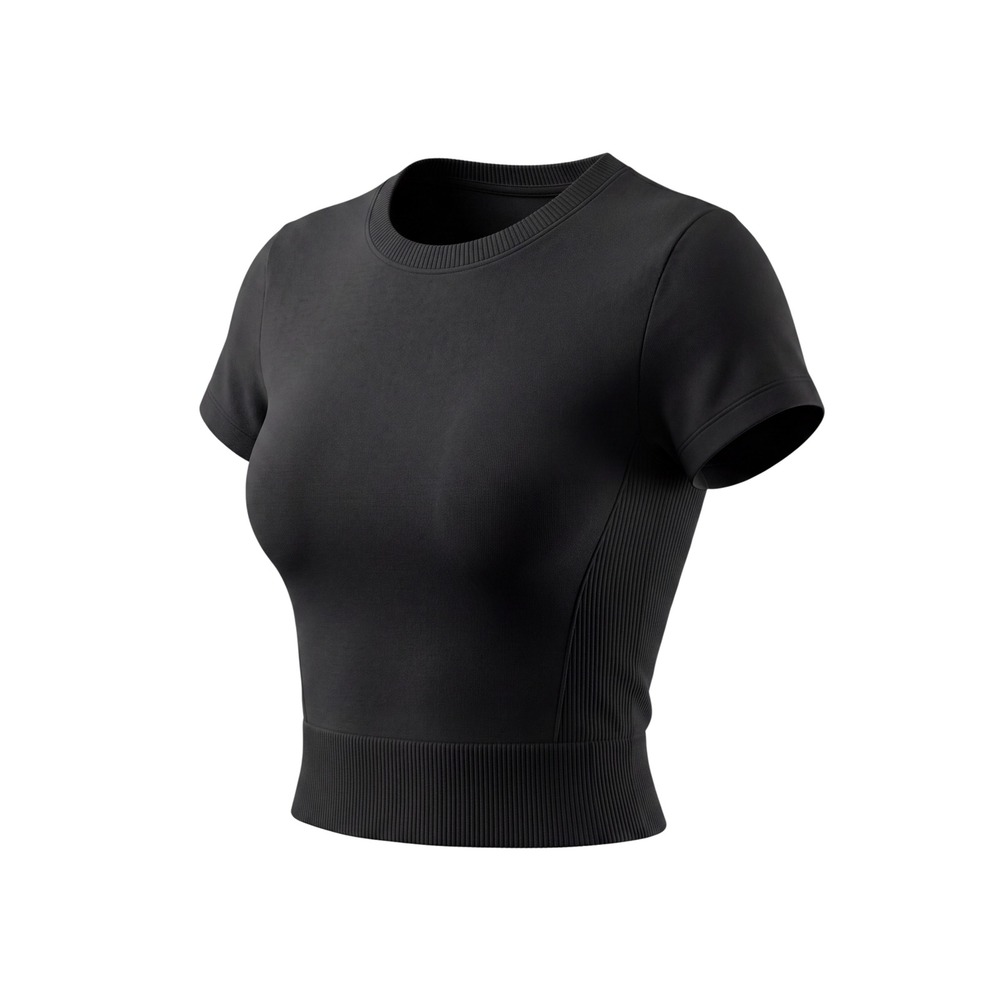 All In Motion Athletic Crop Top Womens Small Black Excellent Seamless Ribbed Tee